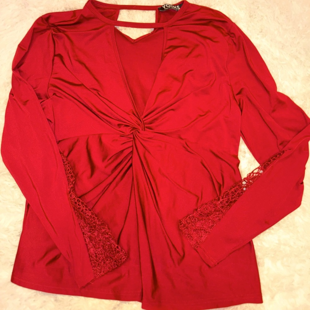 Red blouse with sequins